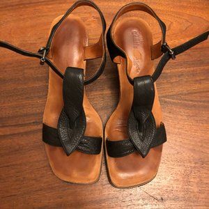 Gentle Souls Pine Heart wedge leather sandals 8.5